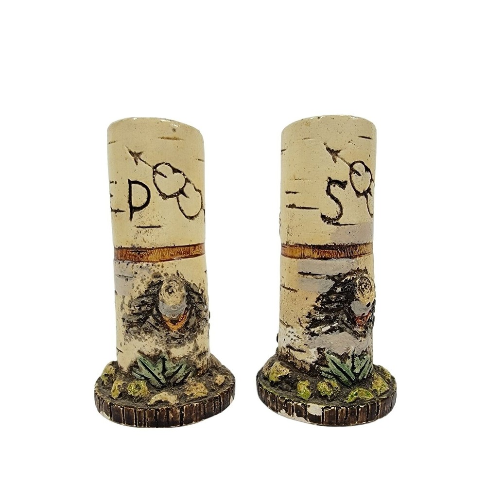 Antique 1953 White Aspen Tree Salt and Pepper Shakers